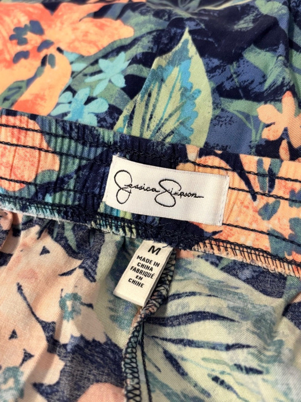 Jessica Simpson High Waist Beach Board Shorts Blue Orange Tropical Womens M - Picture 3 of 3